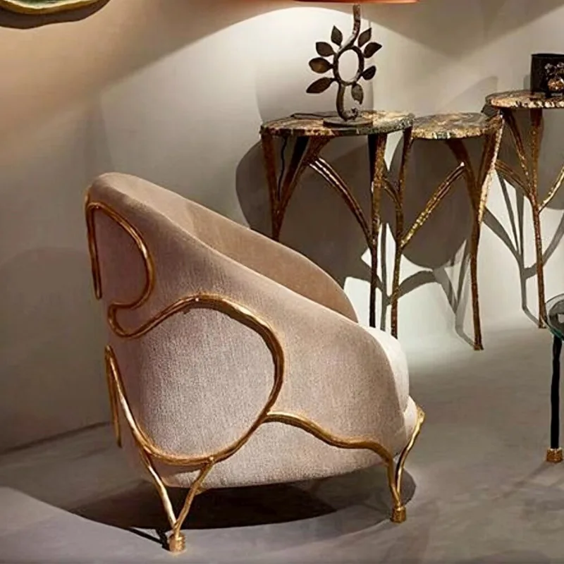 Художественный дизайнерский латунный диван-кресло, вилла, гостиная, кресло, простая мебель, практичные хорошие вещи