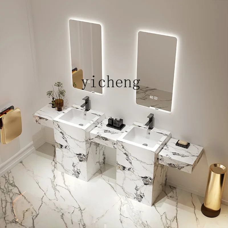 

H9- seamless connection rock slab column basin integrated basin balcony washbasin courtyard washbasin
