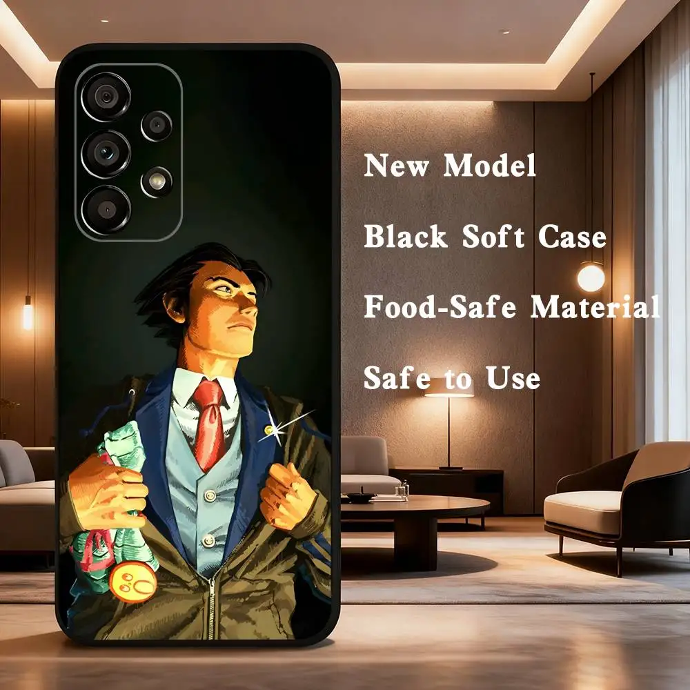 حافظة هاتف Game Ace A- Attorney لهاتف سامسونج جالاكسي A73,31,32,72,41,53,52,71,22,5G,Note,J7,8,9 غطاء أسود ناعم