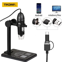 TKDMR ingrandimento 1600X regolabile WIFI 3 In 1 USB HD Desktop microscopio digitale elettronico staffa In plastica 8 LED per telefono PC