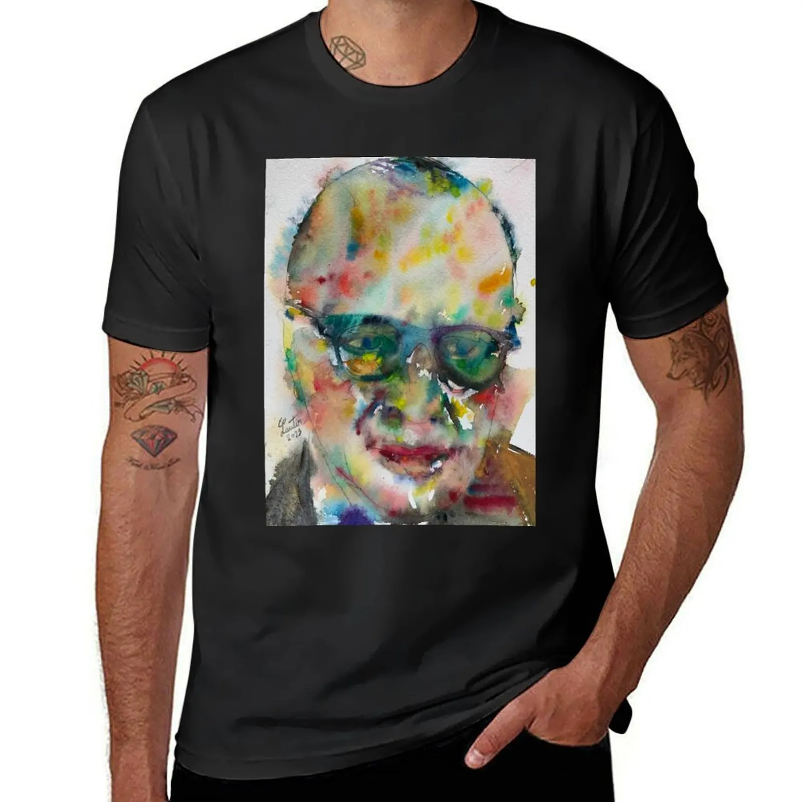 MAX HORKHEIMER watercolor portrait.1 T-Shirt tees Aesthetic clothing summer top mens clothes