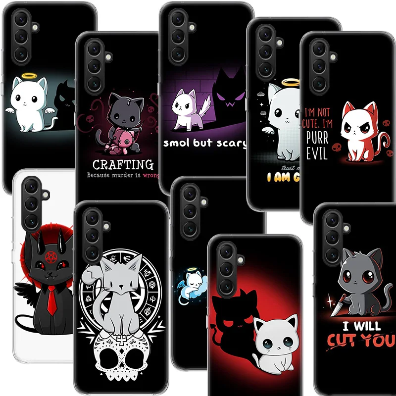 고양이 천사와 고양이 악마 3 휴대폰 케이스, 삼성 갤럭시 A70 A50 A40 A30 A20E M30S M31 M21 M12 J8 J6 J4 M32 M52 M51 A90 A80 A20S M11 A