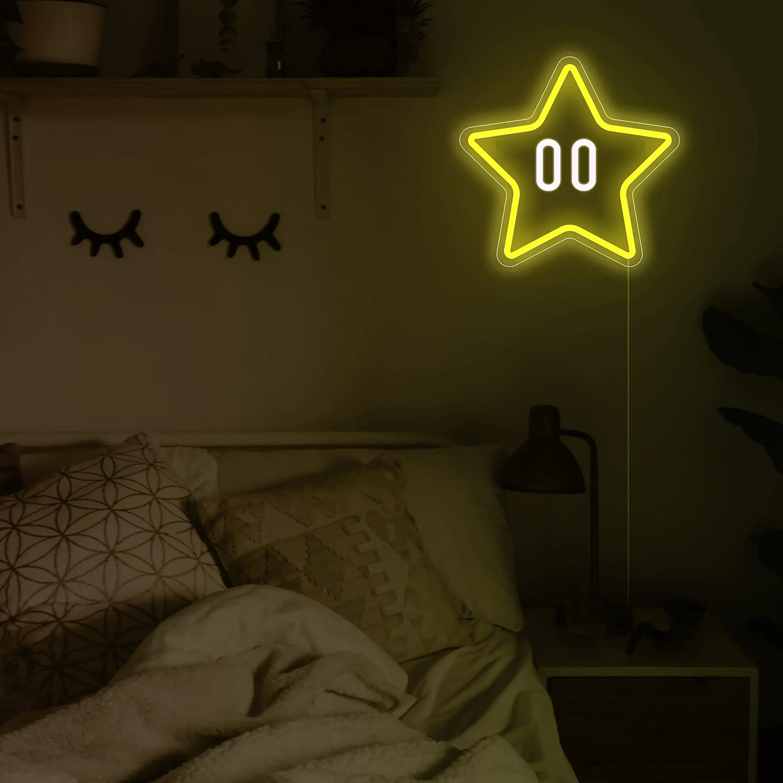 Star Neon Sign Gaming Neon Sign for Game Room Decor, USB Powered, Dimmable LED Light for Boys Kids, Personalized Gamer