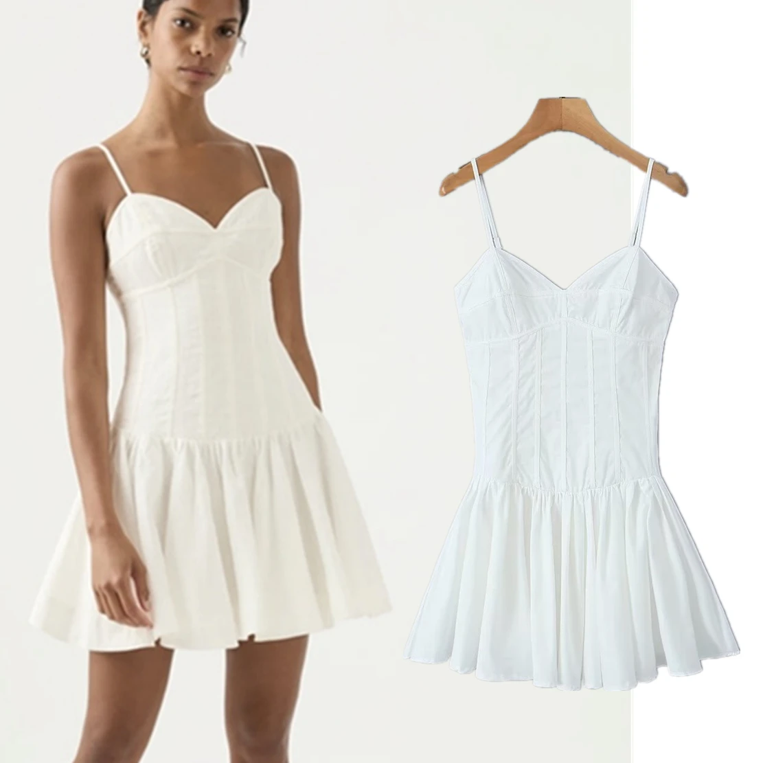 

Jenny&Dave Sexy White Elegant Camisole Dress For Dress Women Summer Pure Vacation Mini Cotton