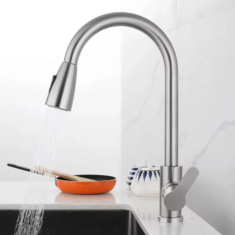 Smart Modern Single-Handle Touchless Stainless Steel ABS Kitchen Faucet Pull Down Sprayer Splash-Proof Water Tap Design