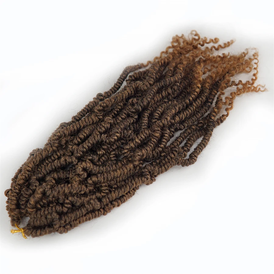 Synthetic Black Ombre Light Brown Spring Twist Culry Kinky Crochet Braid Hair Extensions 12 inch Braiding Hair Twist