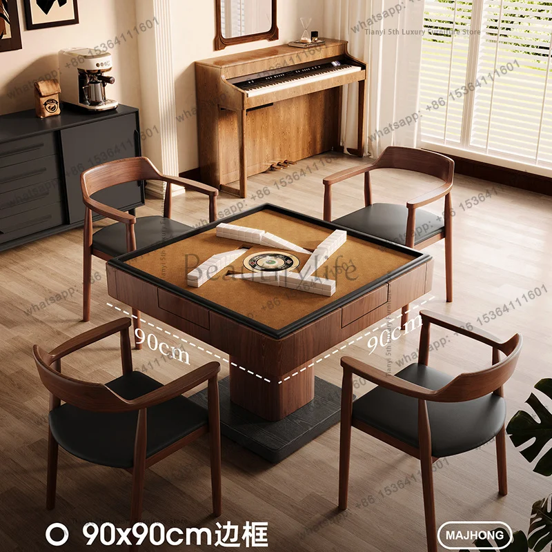 PG Italian Solid Wood Mahjong Table Mid-century Style Living Room Study Mahjong Dining Table Home Furniture طاولة طعام FYMT