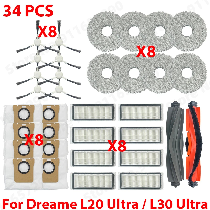For Dreame L20 Ultra / L30 Ultra Spare Parts Vacuum Cleaner Main Side Brush HEPA Filter Mop Cloths Dust Bag Accessories image 3