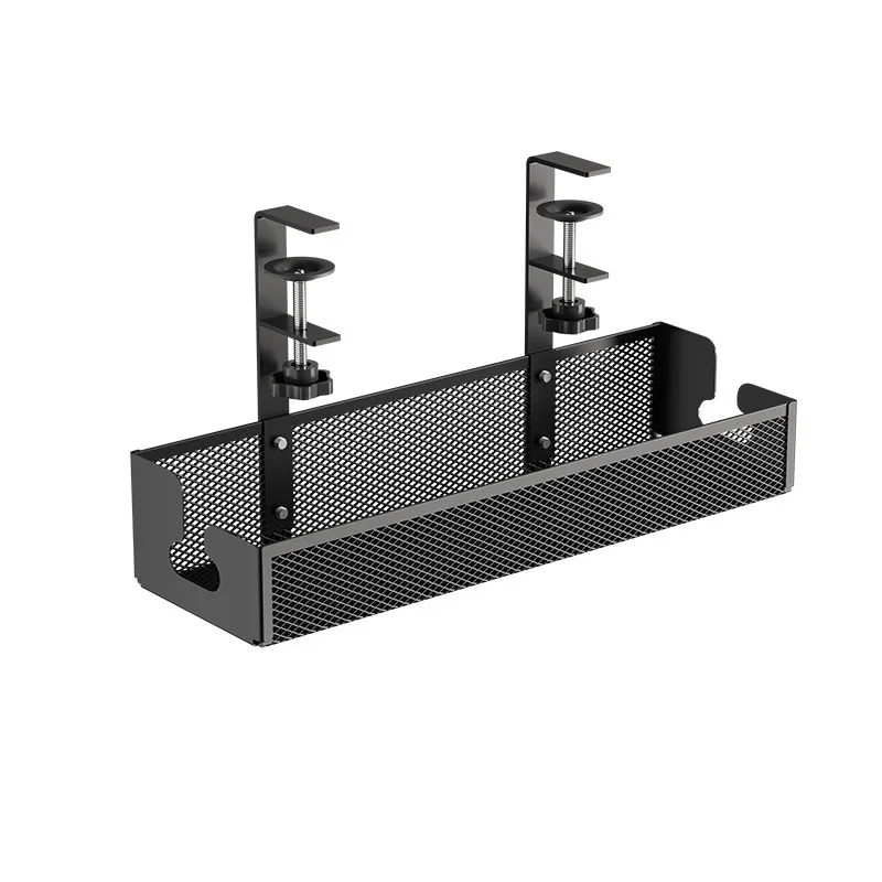 No punching under table cable manager household socket wiring harness mesh hanger basket desktop finishing