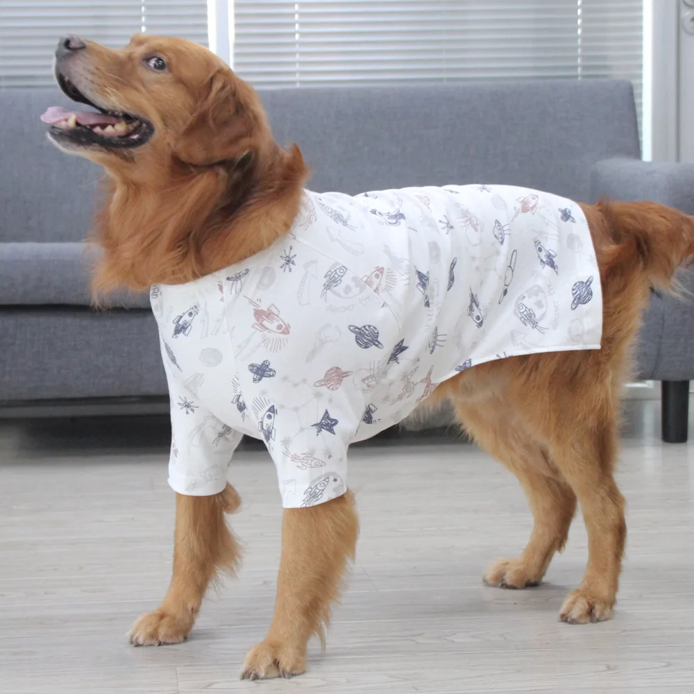Korean Style Four Legged Jumpsuit Thin Short Sleeve Summer Large Dog Outfit