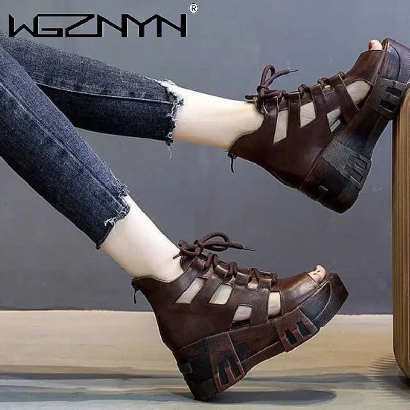 NEW Fish Mouth High Quality Soft PU Leather Summer Roman Shoes Women Sandals Platform Heighten Shoe Wedges Sandals open toe shoe