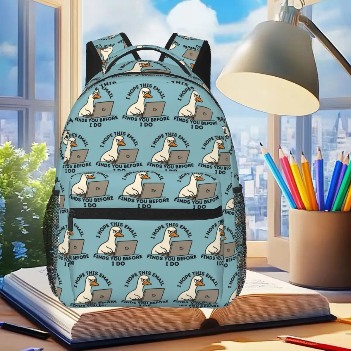 I Hope This Email Finds You Before I Do Angry Goose Meme Backpack Student Boys Girls BookBag Bag Shoulder Bags for Men Women