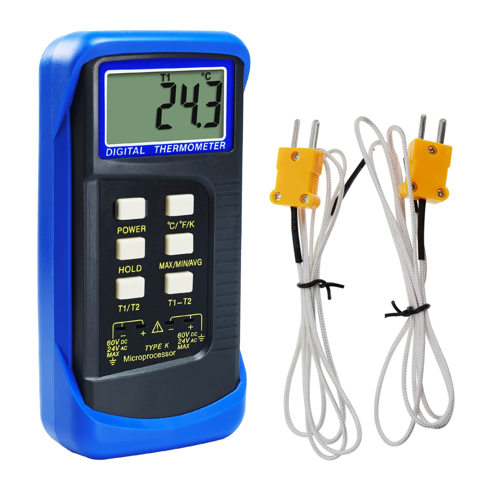 Dual-Channel Professional Digital Thermometer High-Temp -50°C to 1300°C 2 K-type Thermocouples For Industrial & Hobbyist Use