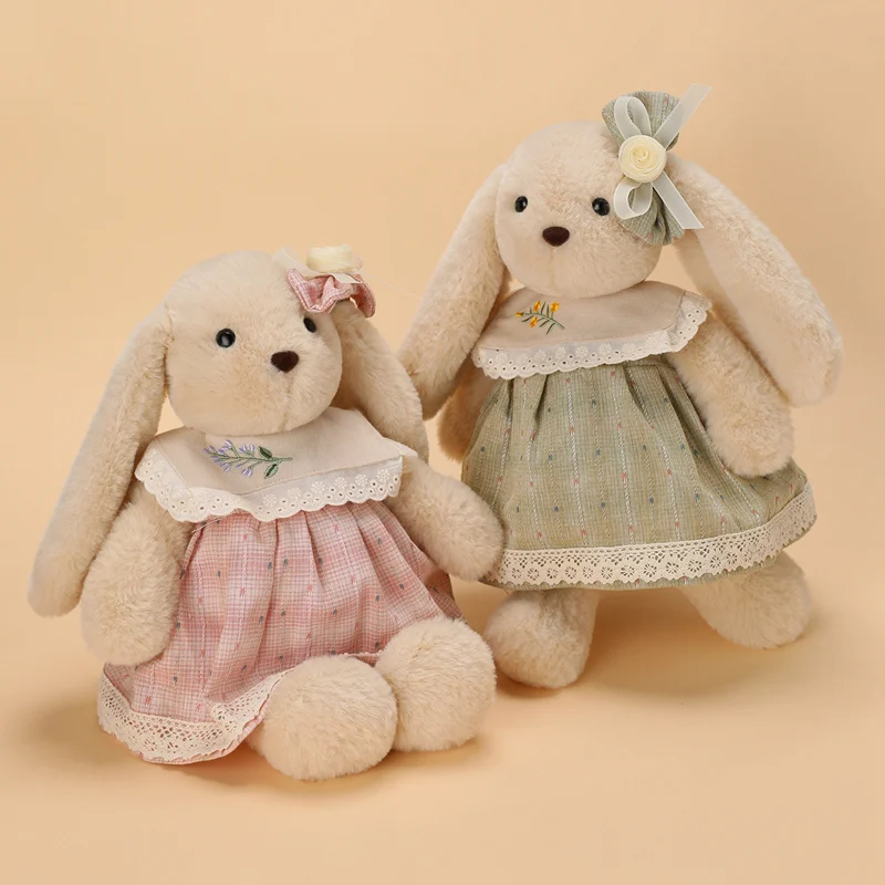 Kawaii Wald Fufu Kleines Kaninchen Plüschkleid Tierpuppe Braun Weiß Spielzeug Kissen Kissen Geschenk für Kinder