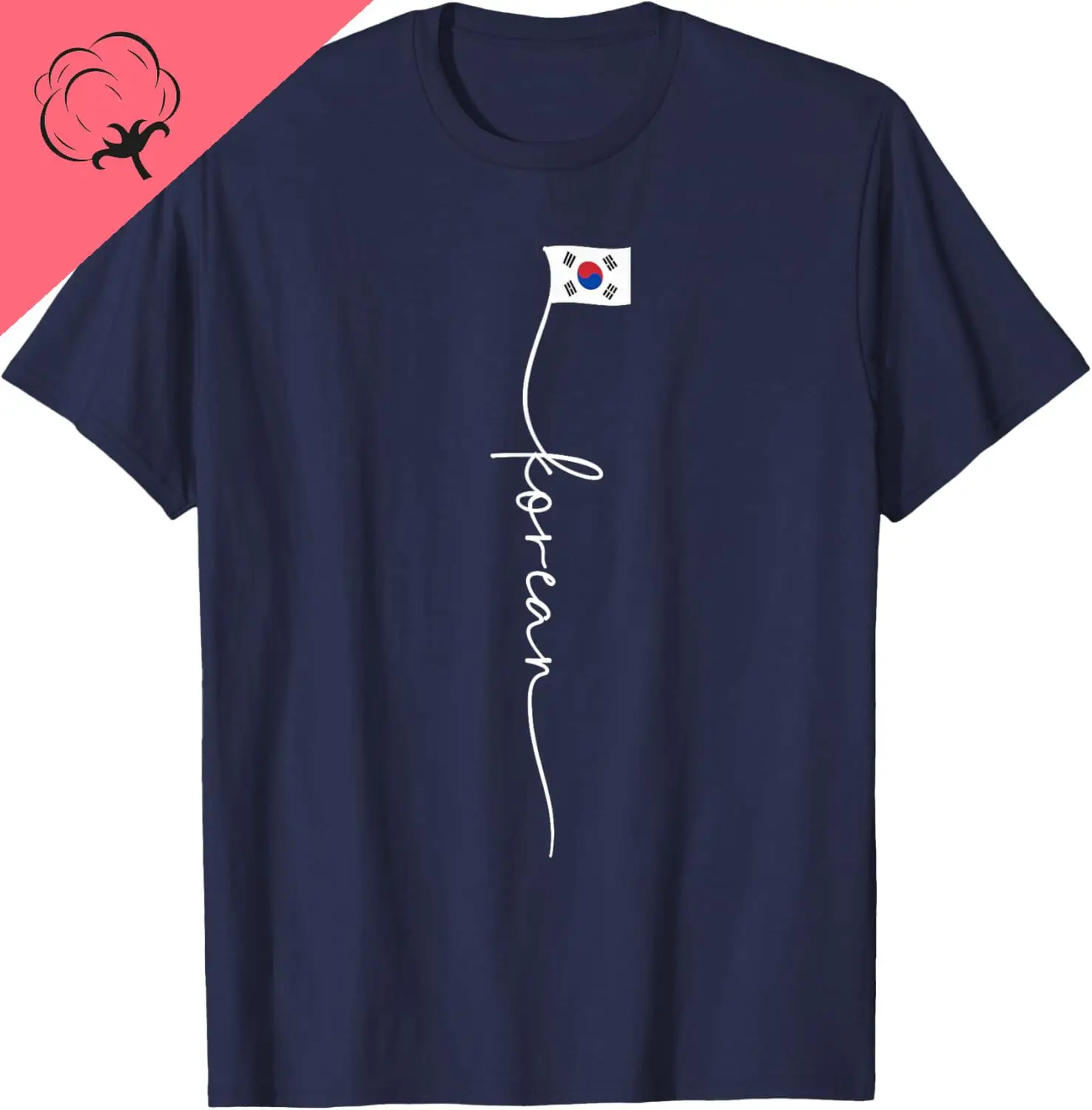 Korea Signature Korean Flag T-Shirt Cotton Custom Printed Graphic T Shirts Breathable and Comfortable Camiseta Hombre
