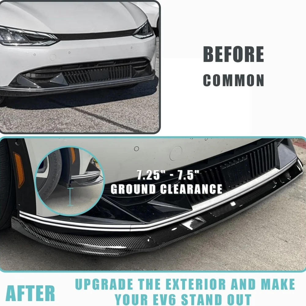 For Kia EV6/EV6 GT GT-Line 2022 2023 2024 Front Bumper Lip,ABS Front Bumper Lip Spoiler Splitter Body Kit Car Accessories