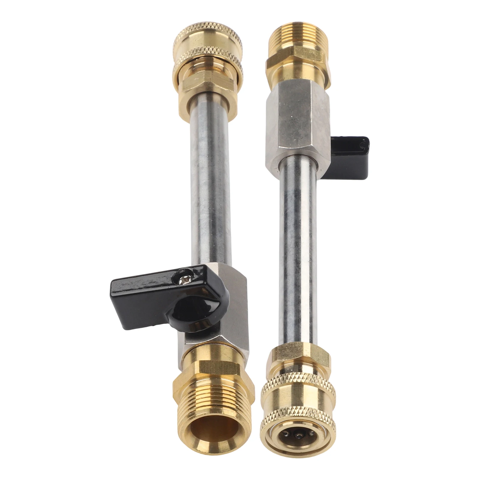 Threaded Stainless Steel Extension Rod With Integrated Valve For Pressure Washers, Compatible With M22/14 Fittings