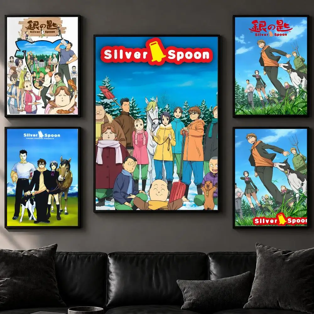 Anime S-Silver SpoonS Poster Art  Self-Adhesive No Glue Residue Wall Decor for Bedroom Living Room