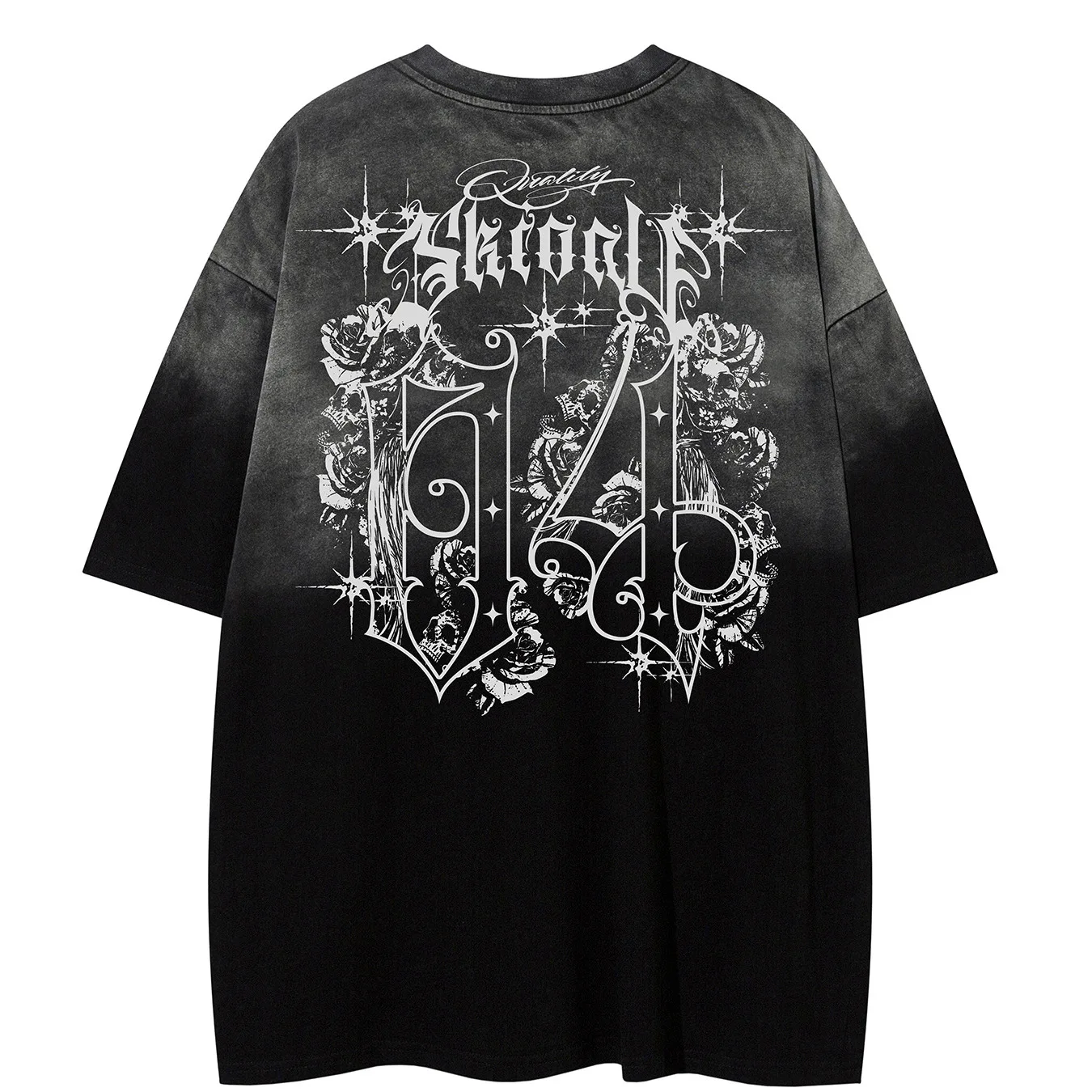 Men's Vibe Style Hip Hop T Shirts Fashion High Street Printed Tees Loose Fit Y2K Tees Painted Short Sleeve Topos Baggy Tshirt
