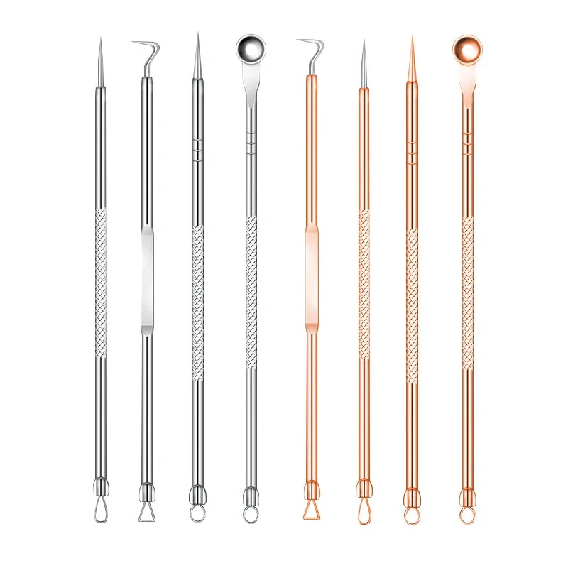 4 teile/satz Rose Gold Mitesser Entferner Tool Kit Mitesser Akne Komedonen Pickel Blemish Extractor Schwarze Flecken Poren Reiniger Werkzeug