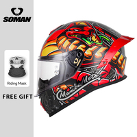 SOMAN Motorcycle Helmet Color Lens Full Face Helmet Noise Reduction Motorbike Riding Accessories Men Women Capacetes De Moto DOT