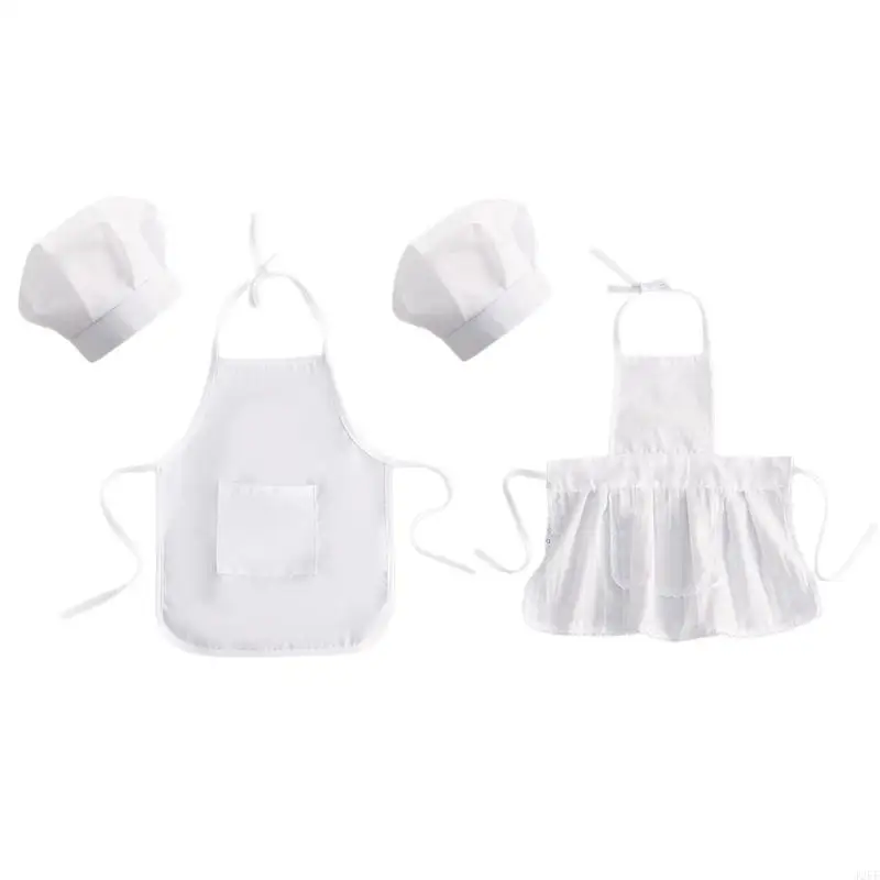 J2FF Newborn Photography Props Chef Outfits Baby White Apron and Hat Cooking Suit