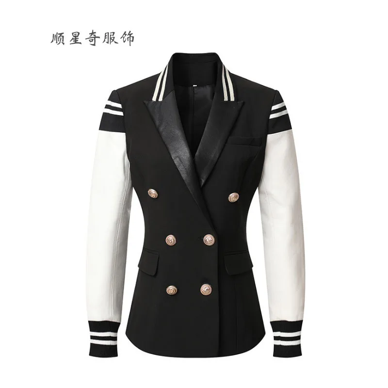 

2025 European and American star temperament commuter suit, college style casual for double-breasted slim and thin western