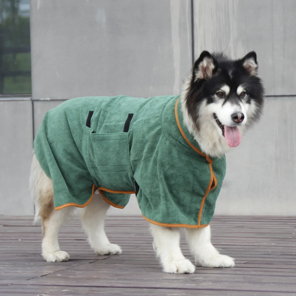 Dog Bathrobe Towel Pet Drying Coat Clothes Adjustable Pet Towel for Large Medium Small Dogs Cat Microfiber Absorbent Beach Towel