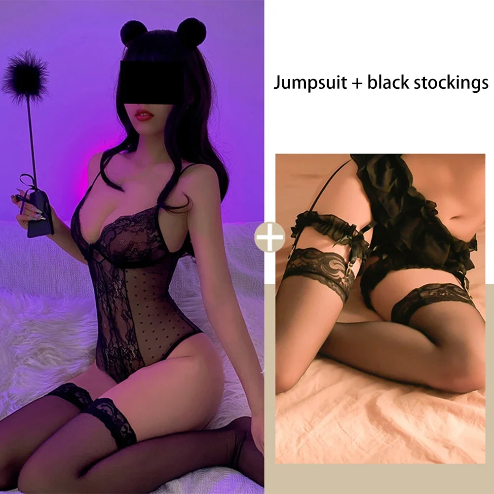 

Daily Wear For Autumn For Spring Deep V Lace Underwear Lace Underwear Sleeveless Solid Color Black Color Brand New