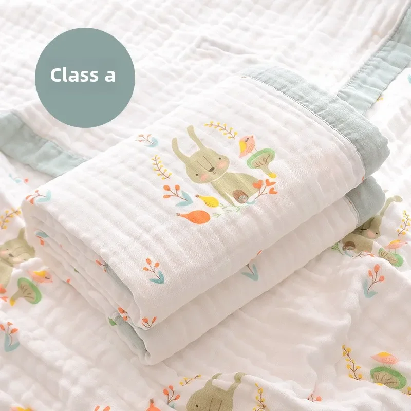110X110cm 6-Layer Cotton Baby Swaddle Blanket Newborn Wrap Gauze Bath Towel Soft Breathable with Cute Printing Baby Towel