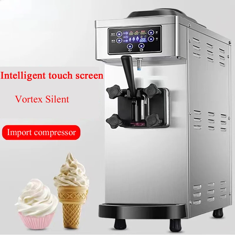 Commercial Ice Cream Machine 10-12L / H Yield 1100W  Countertop Soft Serve Ice Cream Maker Stainless Steel Cylinder