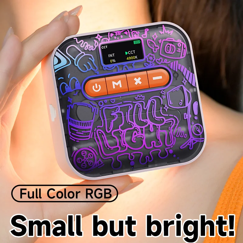 

Заполняющий свет RGB, забавные граффити с зажимом, светодиодный светильник для селфи для телефона, 2500-9000 К, полноцветный регулируемый светильник для фотосъемки с камерой