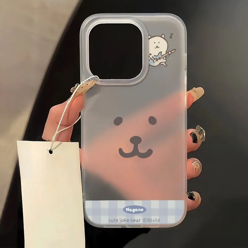 Niedliche lustige Bären-MOGUMOGUS-Handyhülle für iPhone 17 16E 16 15 14 Plus 13 12 11 8 Plus Pro XS Max Matte transparente mattierte Abdeckung