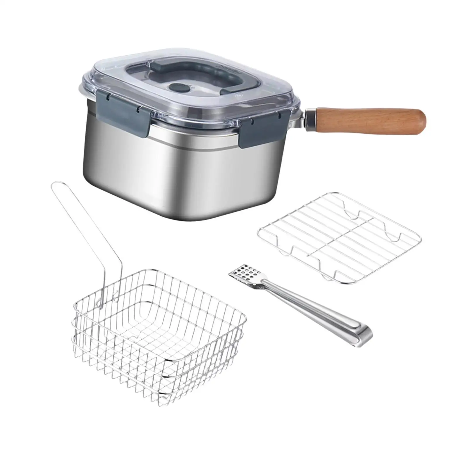 وعاء قلي من الفولاذ المقاوم للصدأ سهل التخزين، سلة قلي تجهيزات المطابخ متعددة الاستخدامات للنزهة والمطبخ والسفر المنزلي والغاز/طباخ التعريفي #4