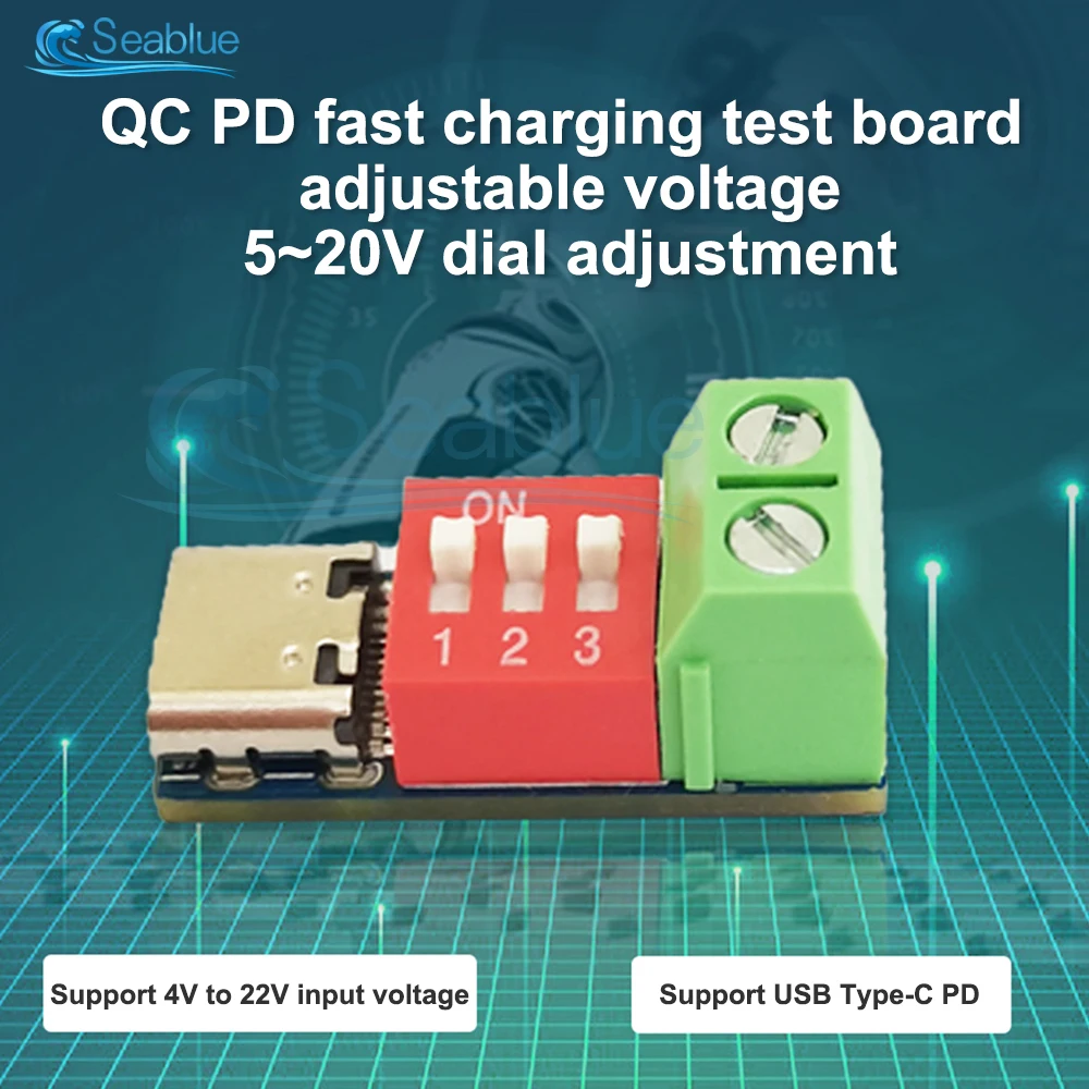 Déclencheur PD QC de type C, tension réglable DC 5V ~ 20V, technologie d'alimentation, technologie de leurre de charge rapide, protocole de charge rapide PD 3.0, 2.0, BC1.2