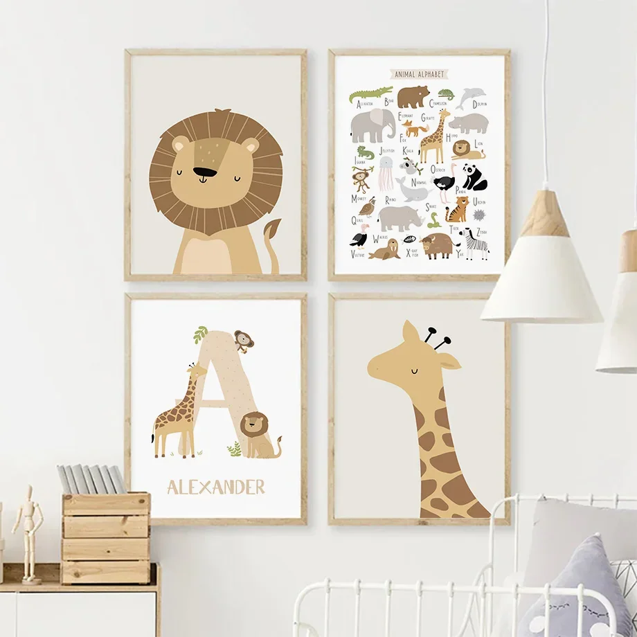 

Lion Giraffe Animal Alphabet Pop Art Nursery Wall Art Nordic Posters And Prints Canvas Painting Pictures Baby Kids Room Decor