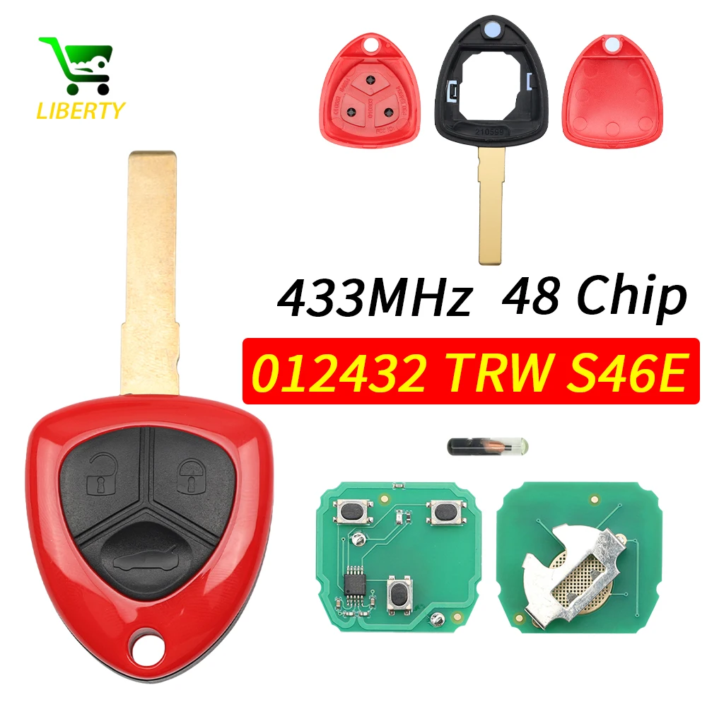 

Liberty Car Key for Ferrari 458 488 599 Italia 612 FF Auto Remote Control Key 3BTN 433MHz 48 Chip FCC ID 012432 TRW S46E