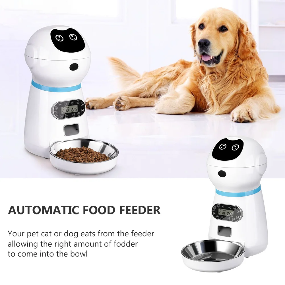 

1Set Smart Pet Feeder Timed Automatic Cat Feeder USB Intelligent Robot Digital Timer Large Capacity Dispenser Pet Food Dispenser