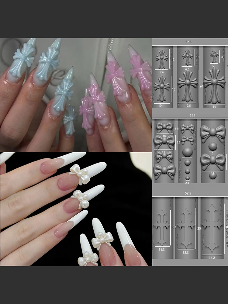 

Carved Silicone Mold Diy Templatecross Cute Bow Nail Art Stamping Stencils Reusable Tools Bowknot Cross Silicone 2026 New