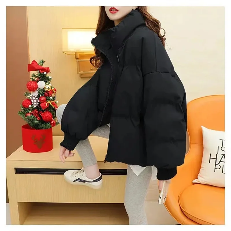 2024 New Women Solid Loose Puffer Jacket Winter Korean Chic Oversized ThickenedWarm Parkas Female Coat Lady Padded Coat