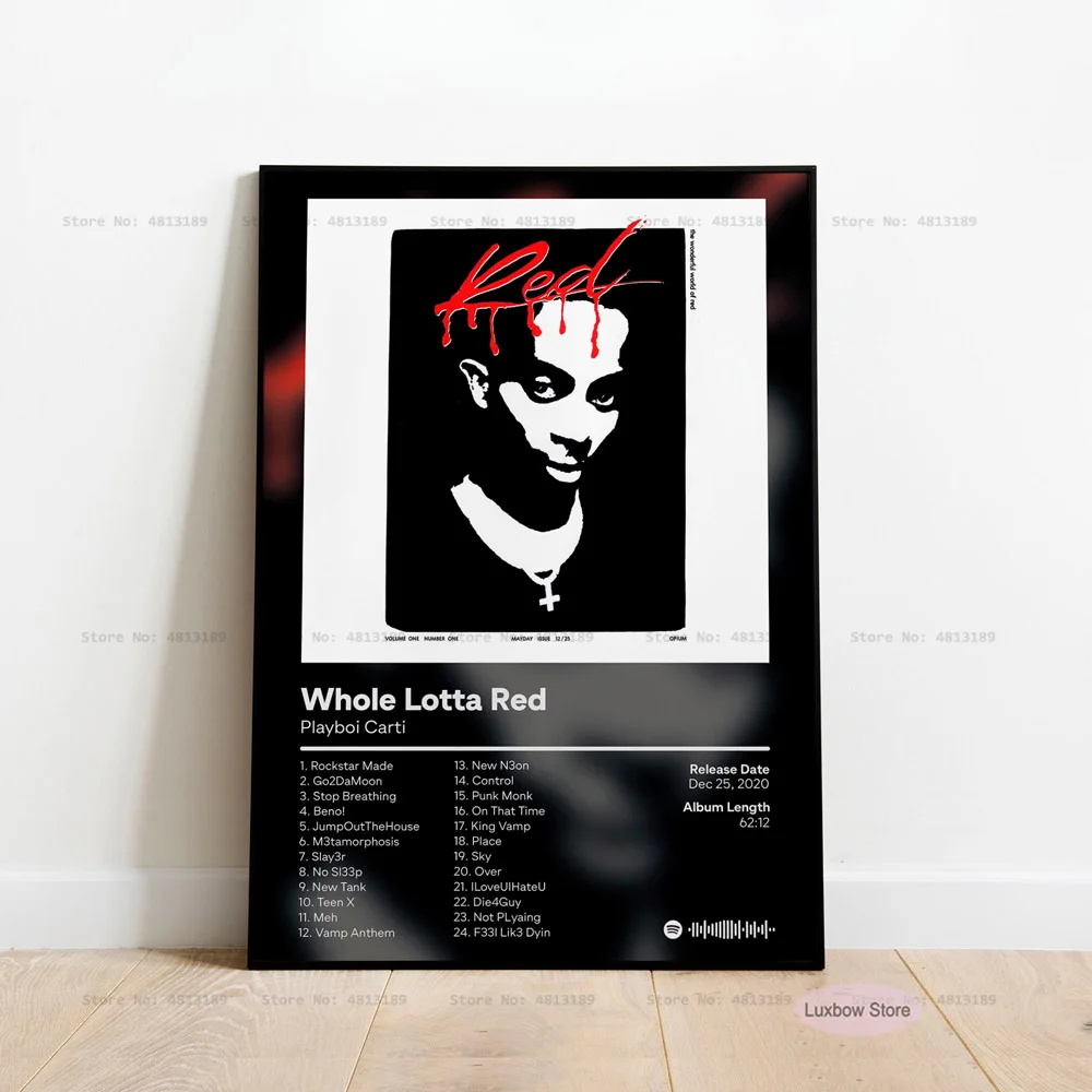 Tracklist Playboi Carti Whole Lotta Red Music Album Cover Poster Prints Canvas Painting Art Wall Picture Living Room Home Decor