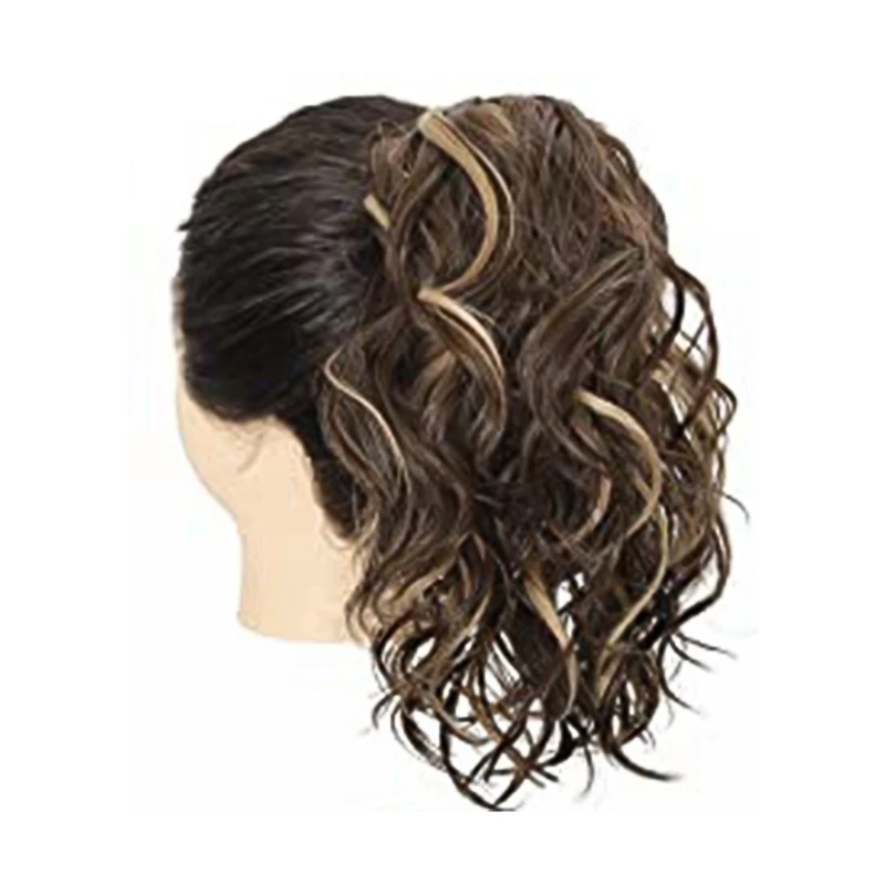 Ponytail Extension for Women Claw Clip in Ponytail Hair Extensions Short Curly Ponytail Natural Wavy Synthetic Hairpiece