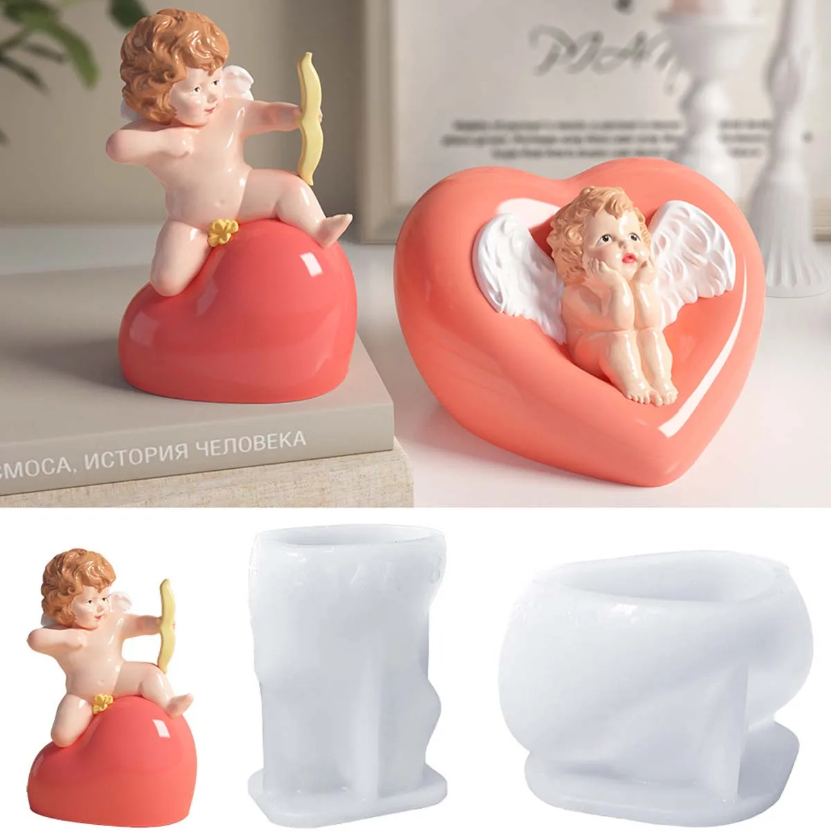 3D Love Angel Silicone Candle Mold DIY Scented Candles Soap Molds Plaster Resin Craft Gifts Making Home Valentine's Day Decor