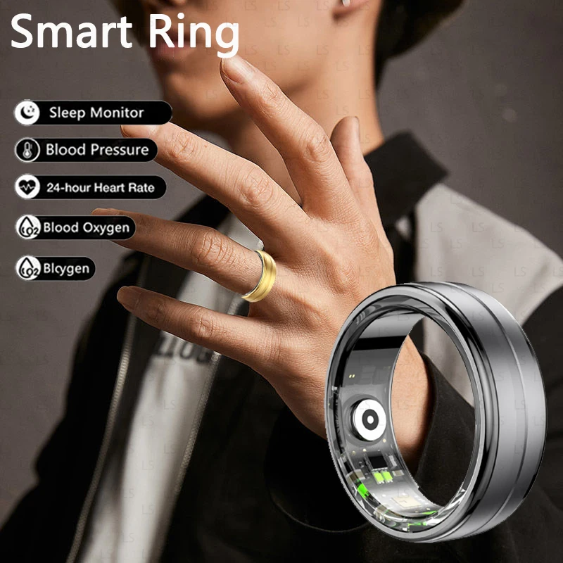 

2024 new Smart Ring Health Sleep Blood Oxygen Heart Rate Monitoring Finger Ring Multi Sport Mode IP68 5ATM Wearable Waterproof