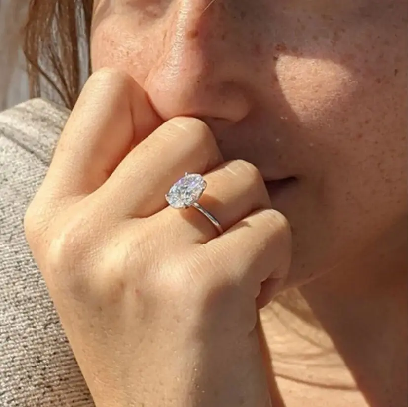 Anillo de compromiso y boda solitario de corte ovalado de 1,00 quilates para mujer, diamante cultivado en laboratorio HPHT CVD DEF VS-VVS, certificado IGI, chapado en oro blanco de 14 quilates, joyería fina, regalo de aniversario, promesa, regalo nupcial para ella