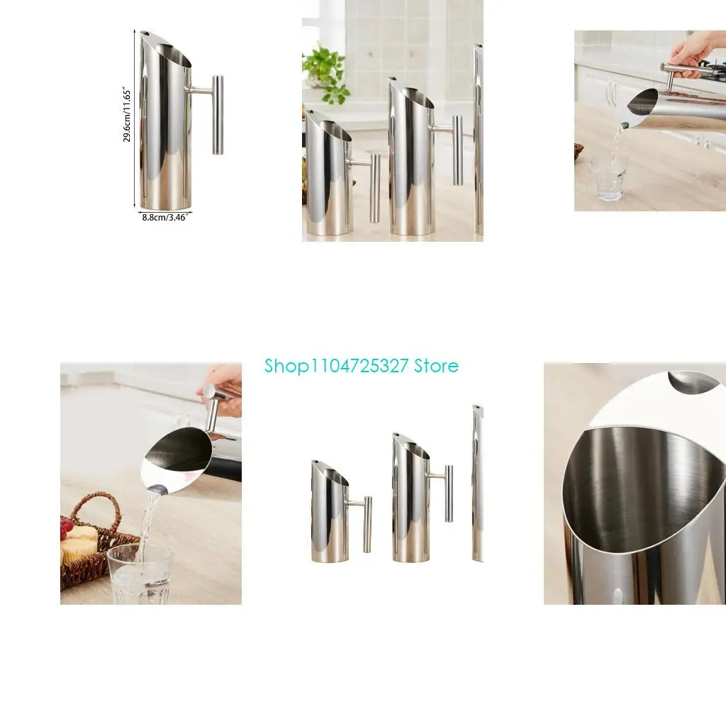 D8KF Pitcher Ice Guard Tea Pot Kettle Jug Stainless Steel Bar Curling Cold Beverages Juice Pot Kitchen Kettle Bar