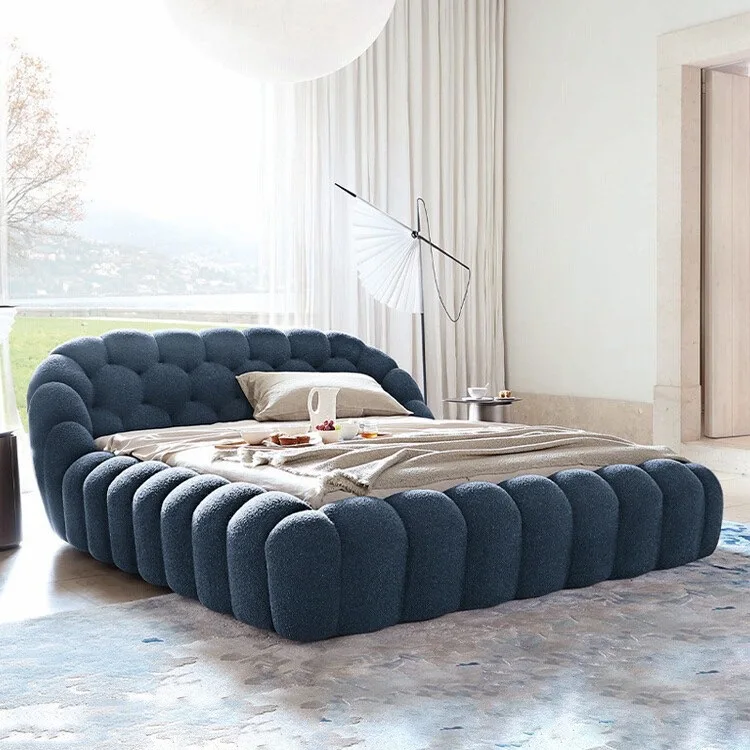 

Designer light luxury double bed bubble bed 1.8M master bedroom soft bag fabric bed