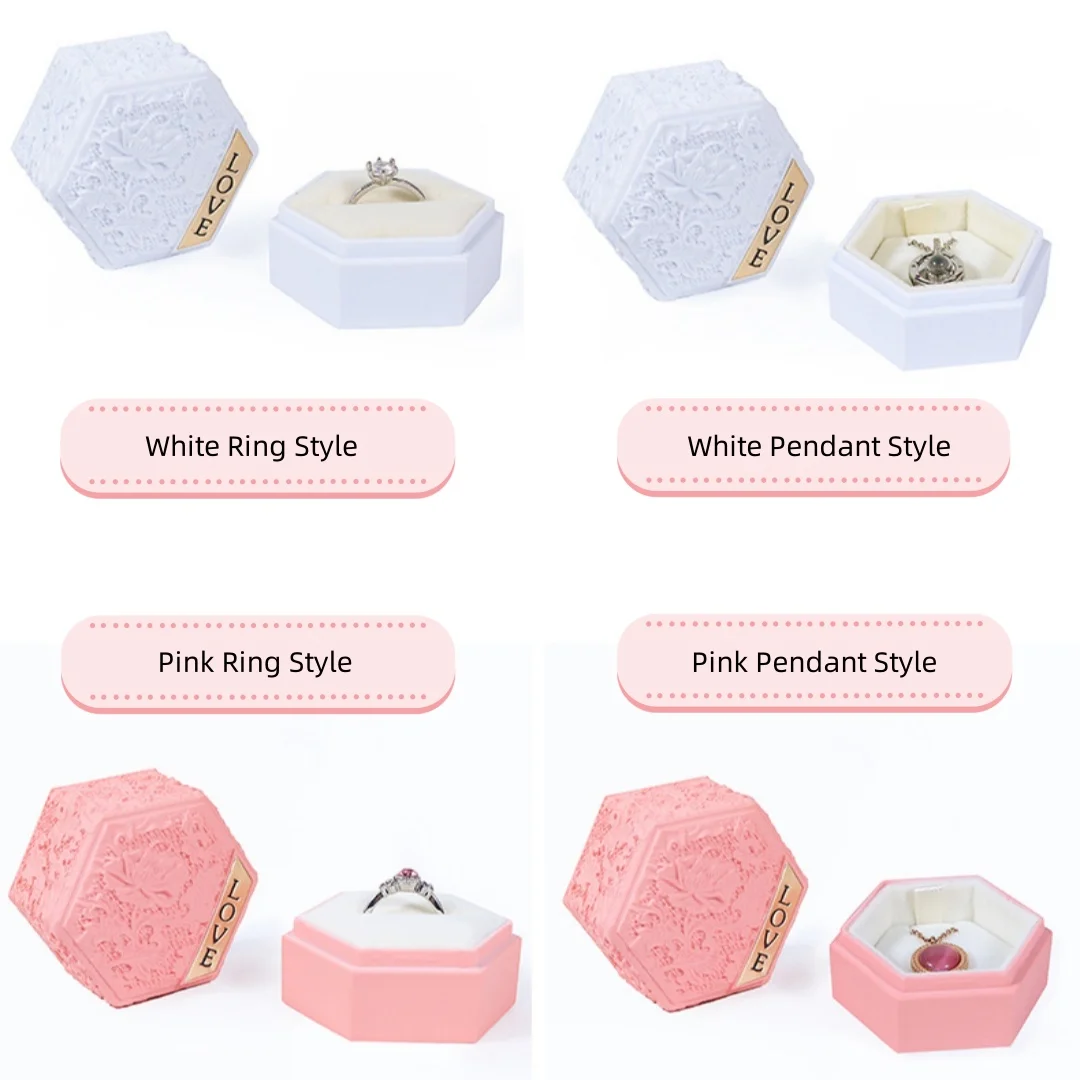 Hexagonal Jewelry Box Embossed Touch Lacquer Jewelry Box Ring Box Earrings Box Necklace Box Jewelry Gift Packing Box