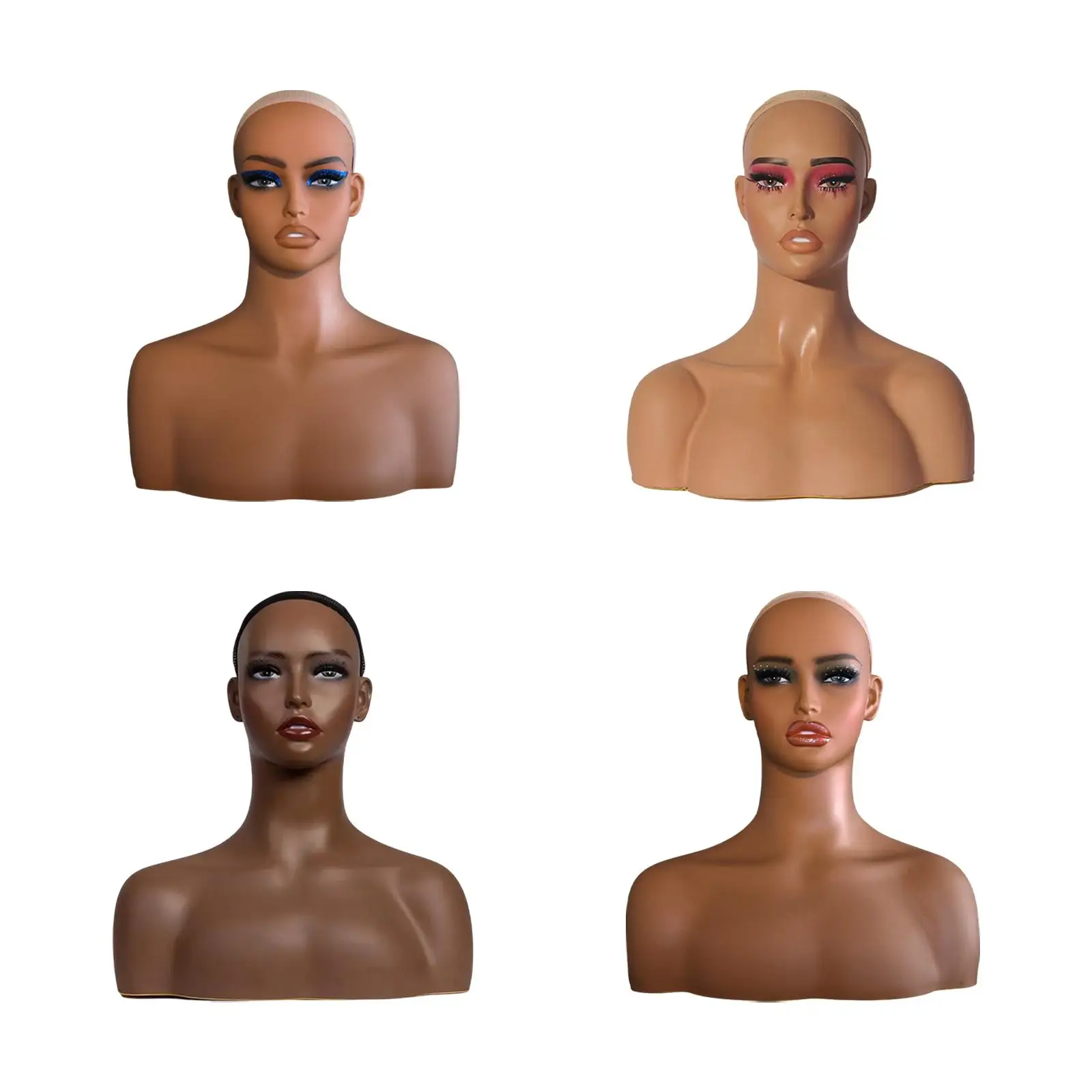 رأس عارضة أزياء للعرض والإكسسوارات بقاعدة ثابتة للأوشحة والمجوهرات #4