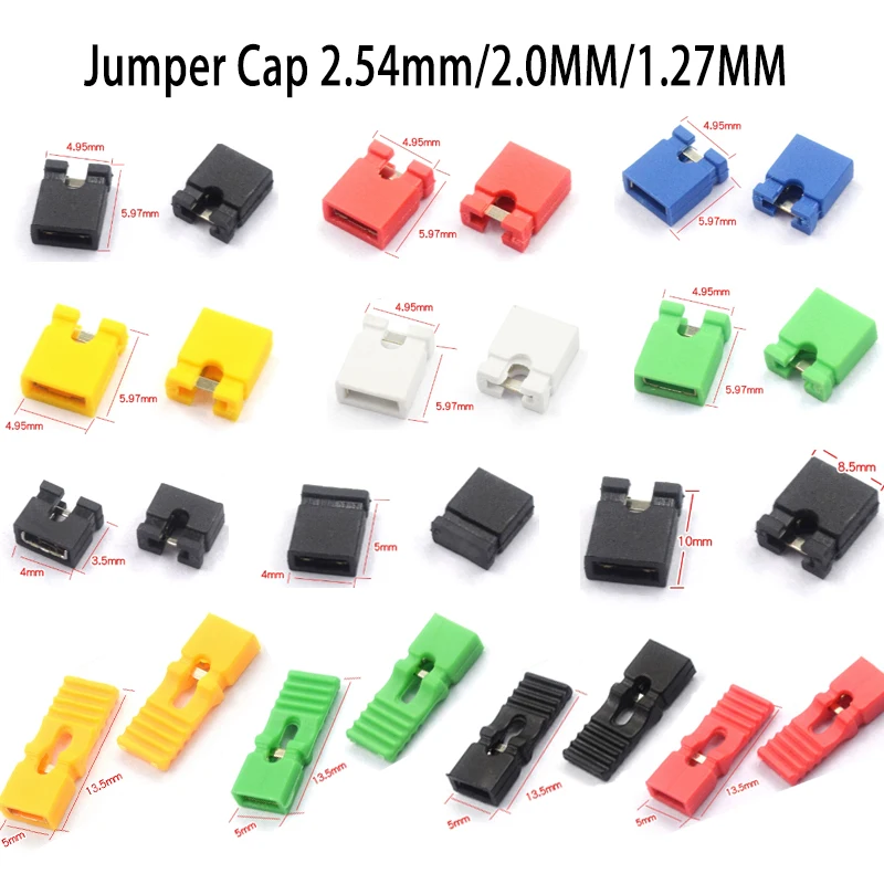 

50-100PCS Jumper Cap Connectors 2.54mm/2.0MM/1.27MM Pitch Pin Header Connector Long Type Jumper Plug Cover DIY Repair Parts